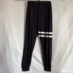 Black Track Pants with White Stripes